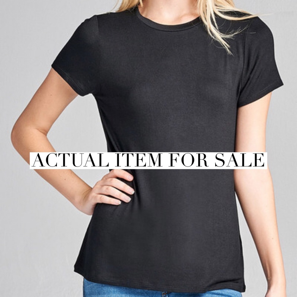 KRISTEN ✨ high round neck tee black - Picture 2 of 5